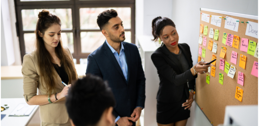 Leaders using AI insights to adapt organizational strategy in response to market shifts.
